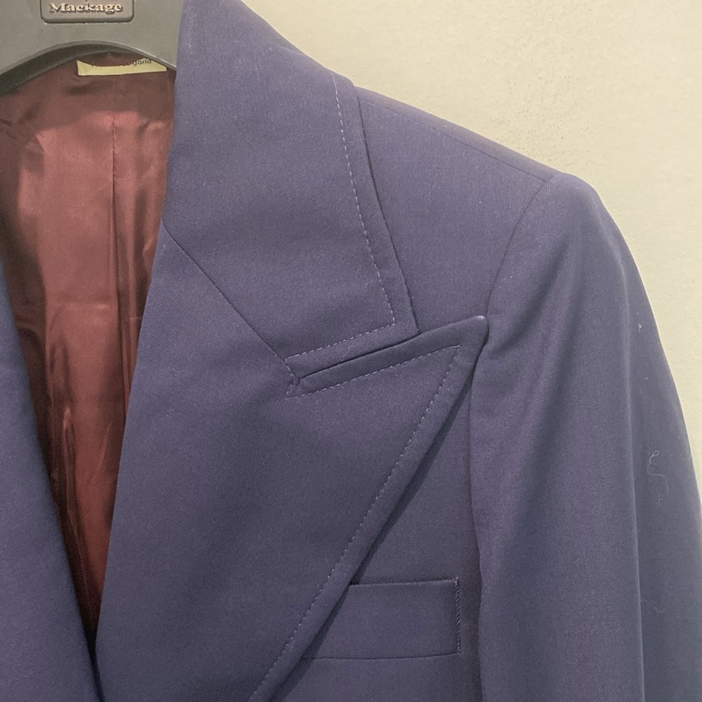 GUCCI Navy Wool Mohair Peak Lapel Blazer Gold Button 38 M - Picture 8 of 16